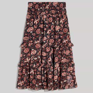 Madewell Ruffle Tiered Midi Skirt Size Small - New With Tags